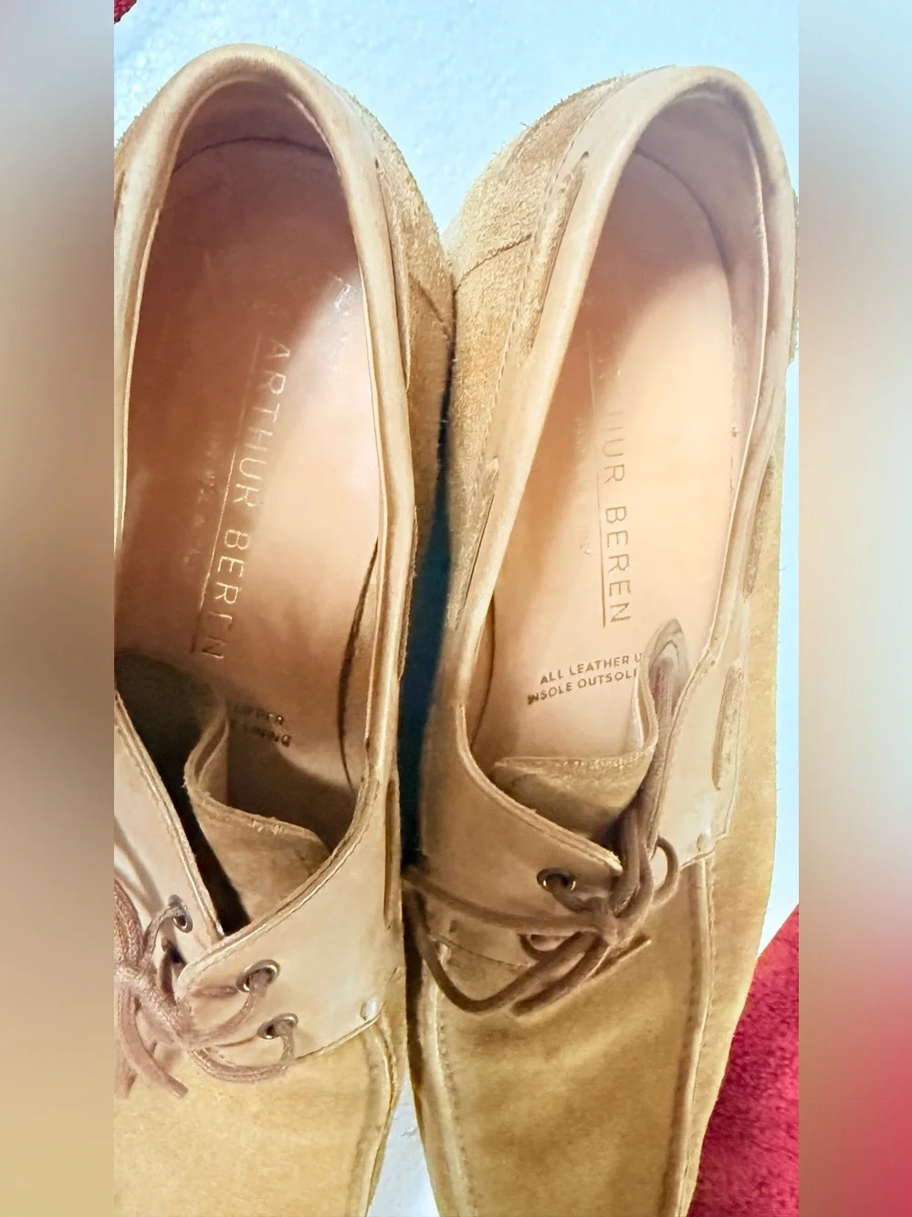 Men's Suede Lace-Up Boat Shoes in Tan